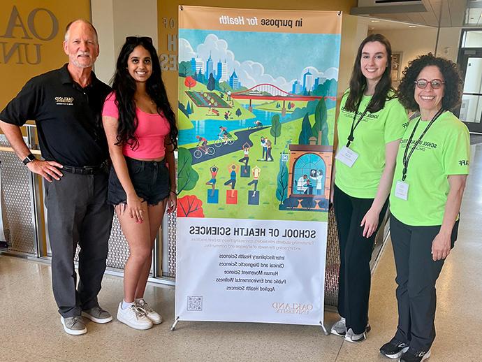 Aratrika Iyer with Dean Kevin Ball, Professor Florence Dallo, and summer camp manager Madison Elsayd